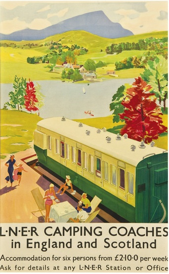 anonymous camping coaches railway poster