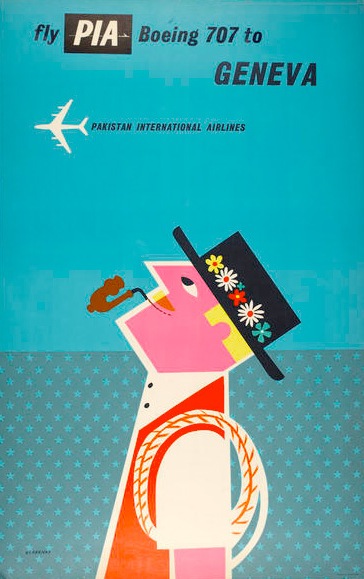 Tom Eckersley Pakistan Airways vintage poster 