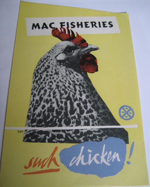 Hans Schleger chicken vintage poster Macfisheries