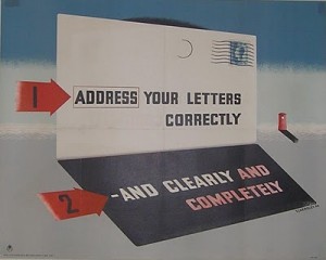 Eckersley GPO address letters vintage poster 1944
