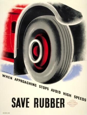 Tom Eckersley WW2 London Transport poster save rubber
