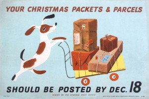 Lewitt Him post early with dog and trolley vintage GPO poster