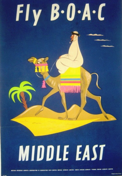 fly BOAC middle east vintage travel poster AC 1955