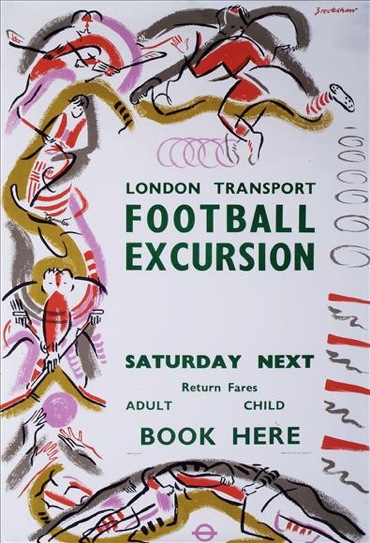 Percy Drake Brookshaw London Transport vintage football excursion poster