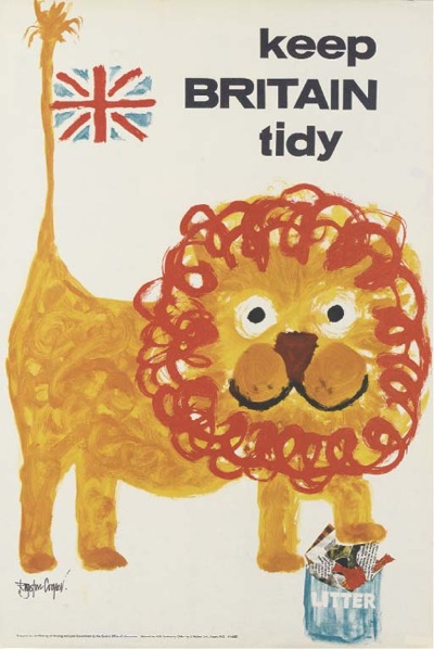 Royston Cooper vintage Keep Britain Tidy poster lion