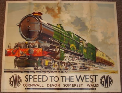Speed to the West vintage GWR railway poster 1939 eBay