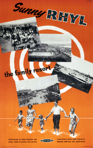 'Sunny Rhyl - The Family Resort', BR (LMR) poster, 1955.