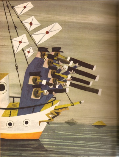 Vegetabull book illustration Jan Lewitt sailors with telescopes