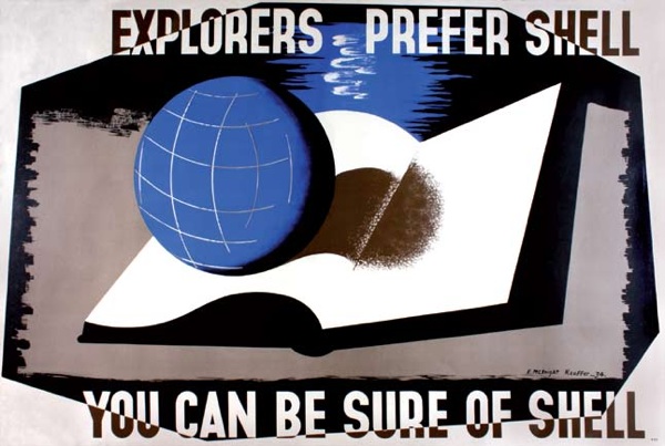 McKnight Kauffer, Explorers Prefer Shell, vintage poster 1934