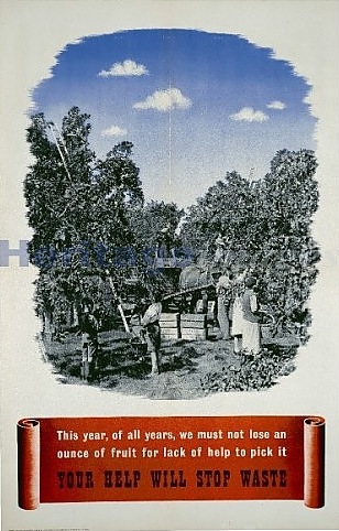 'Lend A Hand On The Land - Your Help Will Stop Waste', World War II poster, c1939-c1945.