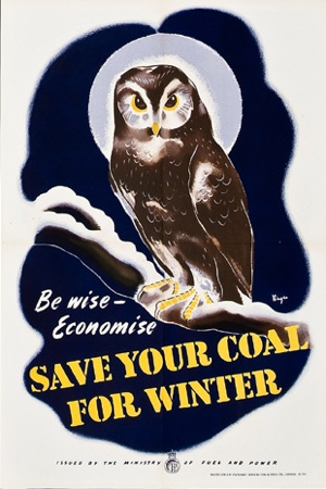 Save your coal for winter owl vintage world war two poster