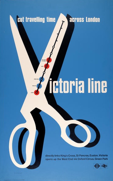Tom Eckersley vintage poster for Victoria Line - BR version