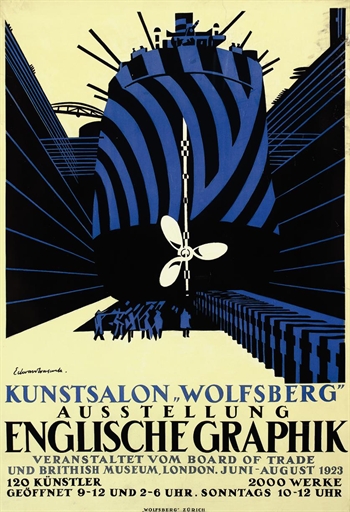 Edward Wadsworth in German dazzle ships vintage poster
