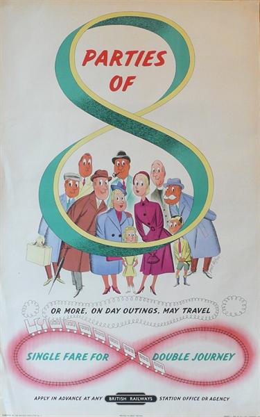 Bruce Angrave, Party Travel for 8 or more, vintage rail poster morphets sale