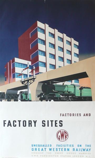 RALPH MOTT Factories and Factory Sites vintage GWR railway poster from Morphets
