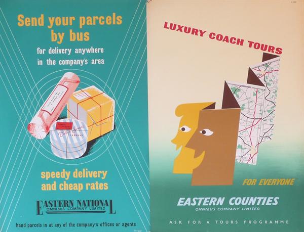 KARO/JACQUES Luxury Coach Tours; Send Your Parcels by Bus vintage coach posters from Morphets