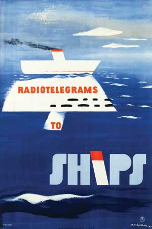 H A Rothholz vintage GPO poster sending telegrams to ships 1947