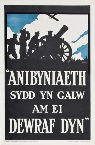 World War I vintage recruiting poster in Welsh