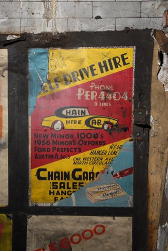 Chain Garage, Hanger Lane - car hire poster, c1959