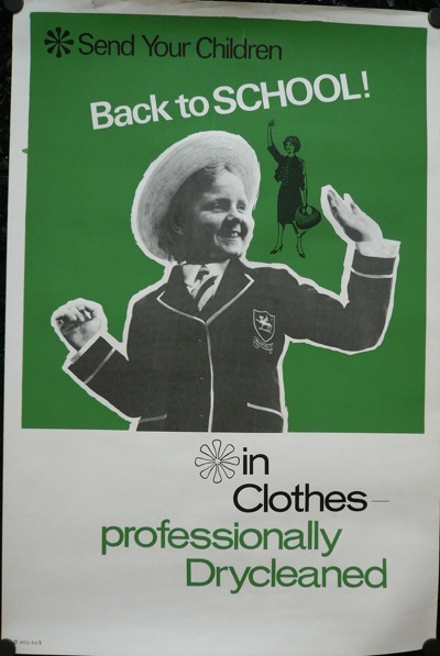 vintage dry cleaning poster school clothes