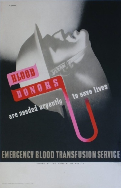 Abram Games blood donors world war two vintage poster