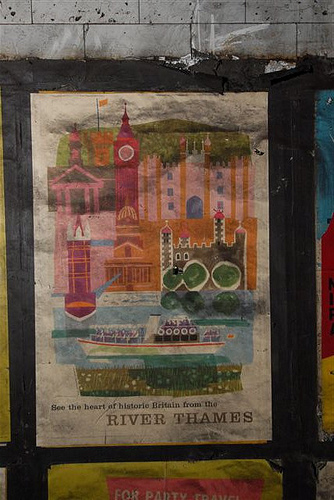River Thames vintage poster Notting Hill Gate Station