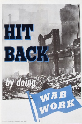 Hit Back By Doing War Work vintage ww2 poster Wallis and Wallis