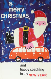 Merry Christmas coach poster santa on a bus