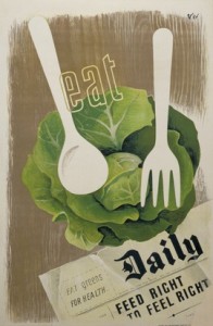 Hans Schleger vintage WW2 poster eat greens