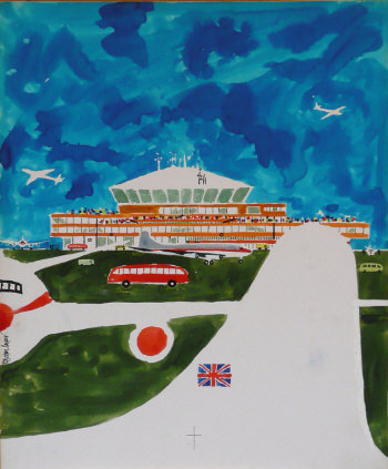 Royston Cooper original artwork for airport coach poster