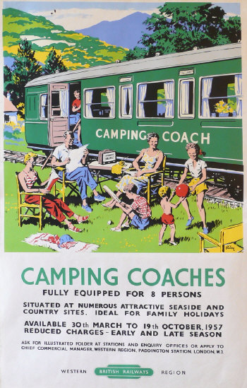 Riley Camping coaches vintage railway poster