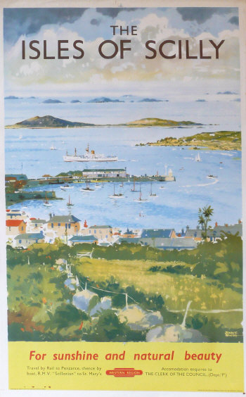 Scilly Isles Vintage railway poster