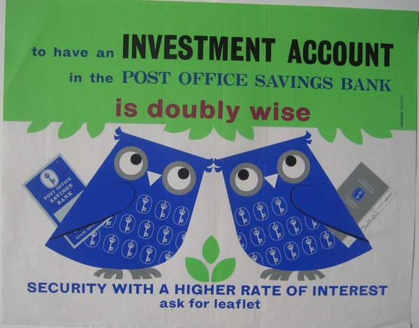 Daphne Padden poster owls Post office savings bank