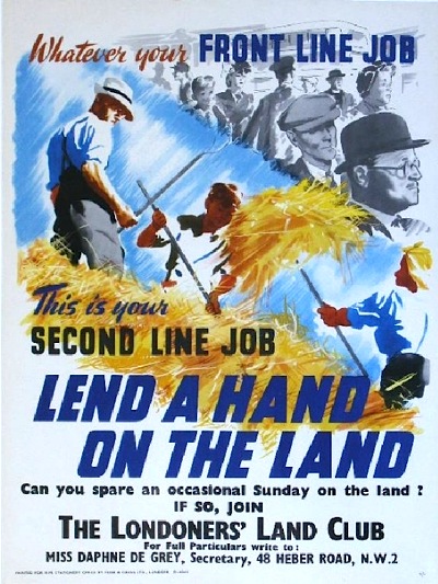 Lend a Hand on the Land WW2 poster fron onslows
