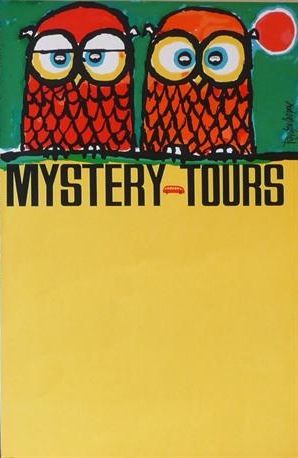 Owl mystery tours coach poster Royston Cooper