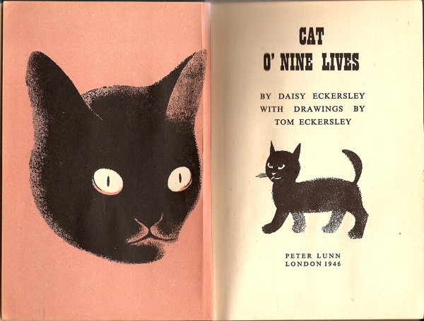 Tom Eckersley illustration for Cat O' Nine Lives frontispiece