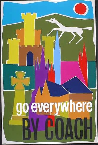 Vintage travel by coach poster by Atkins from eBay