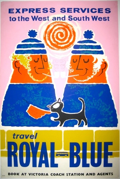 Royal Blue Daphne Padden Coach Poster c1957