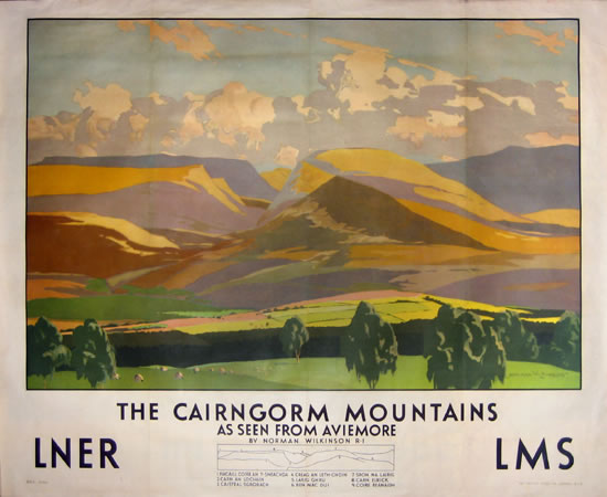 Norman Wilkinson Cairngorm mountains LMS Poster 1930