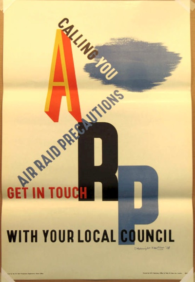 McKNight Kauffer vintage WW2 ARP precautions poster