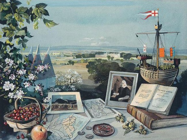 Rowland Hilder Kent illustration for Shell County Guide