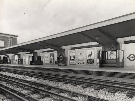 Enfield West station with advertising visible