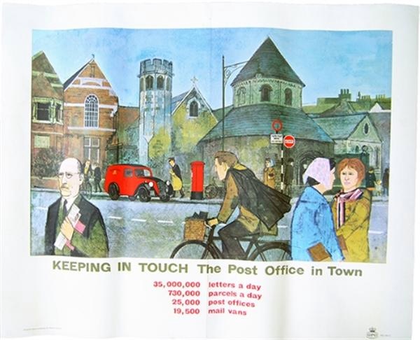 Keeping in Touch, the post office in town vintage poster 1960s
