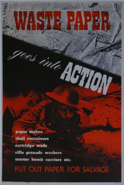 Mount Evans waste paper vintage world war two poster from Onslows