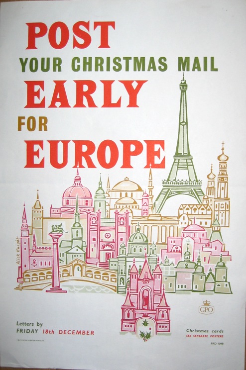 Alick Knight vintage post early for Europe GPO poster