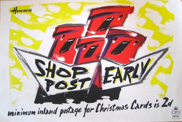 Pieter Huveneers vintage singing post boxes GPO Christmas poster 1957