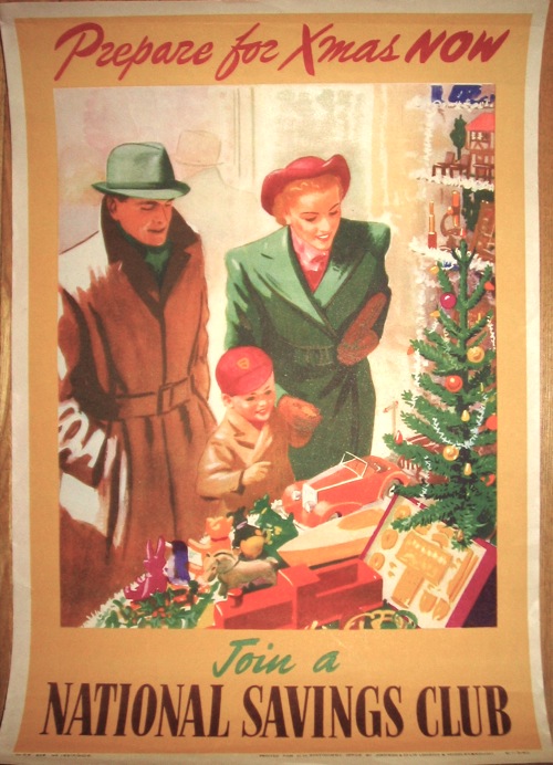 Vintage 1950s National Savings poster about Christmas