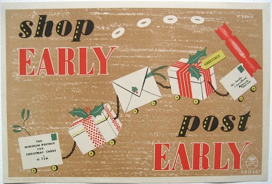 T Davis vintage GPO post shop early poste r1952