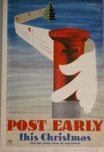 W Machan vintage post early Christmas GPO poster 1945