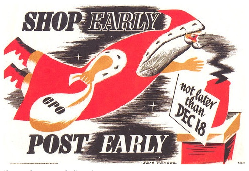 Eric Fraser vintage GPO poster 1946 BPMA christmas card